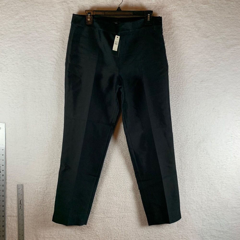 Talbots Women's Black Silk Cotton Straight Leg Lined Casual Pants Size 8 NWT